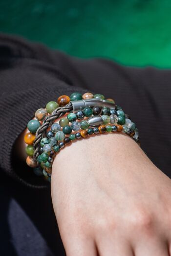 Bracelet Enam mix vert (6mm) 2