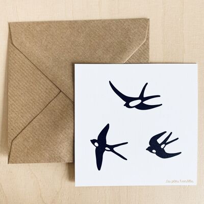Note Card - Black Flying Swallows