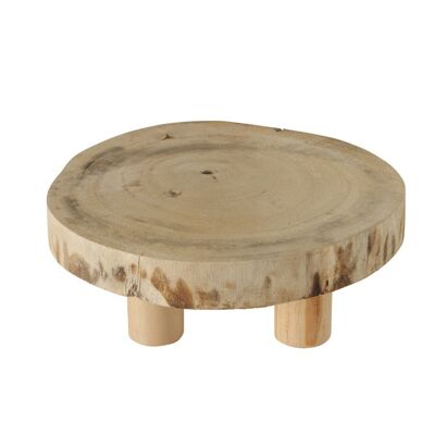 Decorative round wooden tray with legs