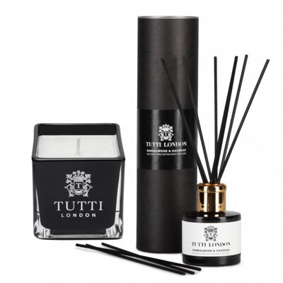 The Black Collection Set - Sandalwood & Oakmoss Reed Diffuser & Candle