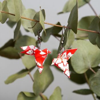 Boucles d'oreilles origami - Couple de colombes rouges 1
