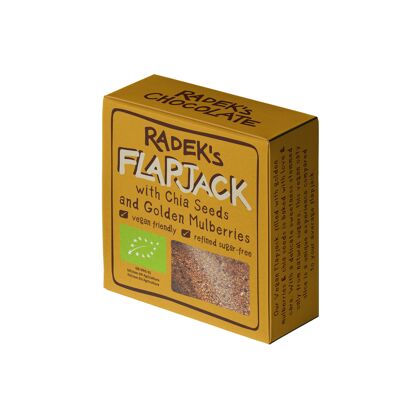 Flapjack con moras doradas y semillas de chía