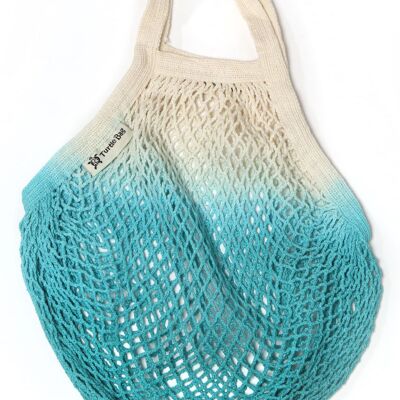 Short handled string bag dip dye - Aqua