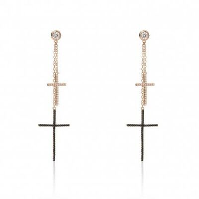 Boucles d'oreilles Faith Double Croix