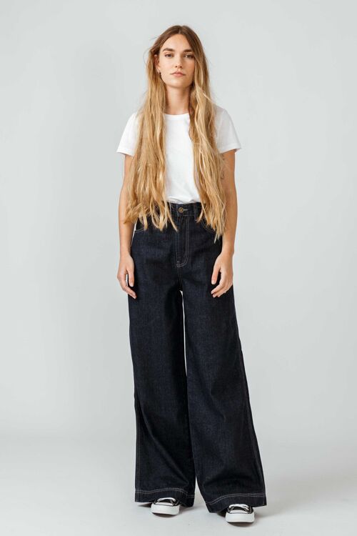 Skater women trousers-rinse denim