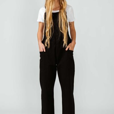 DUNGAREES WOMEN TROUSERS-BLACK