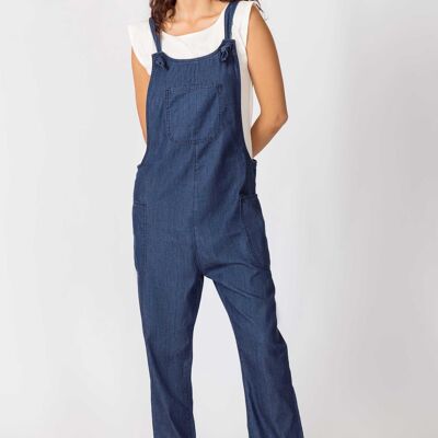DUNGAREES WOMEN TROUSERS-DARK WASH CHAMBRAY