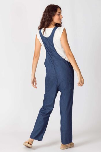 Dungarees women trousers-dark wash chambray 3
