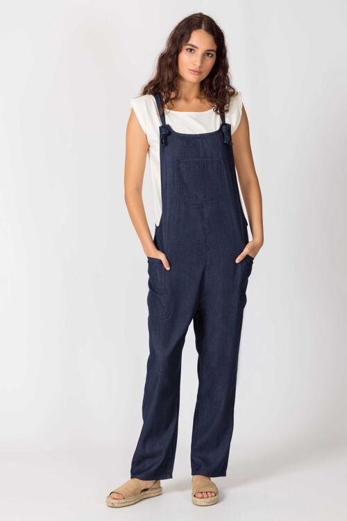 Dungarees women trousers-rinse chambray