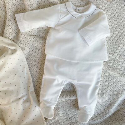 Pijama 2 en 1 elegante para bebé niño Cuello gris