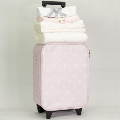 Suitcase on wheels pink stars