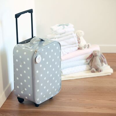 Gray star wheeled suitcase