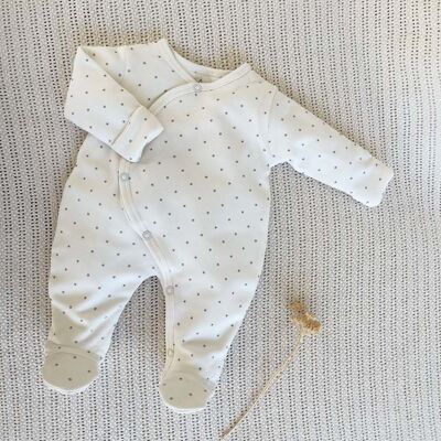 Thick fleece baby pajamas with gray star print
