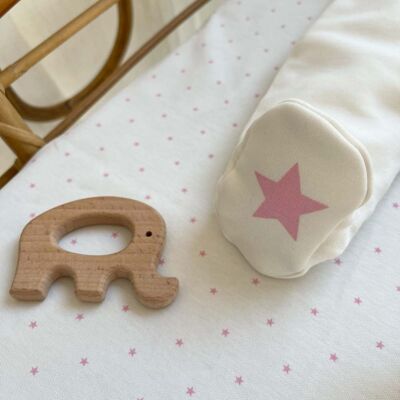 Pijama bebé grueso de algodón orgánico con estrellas rosas