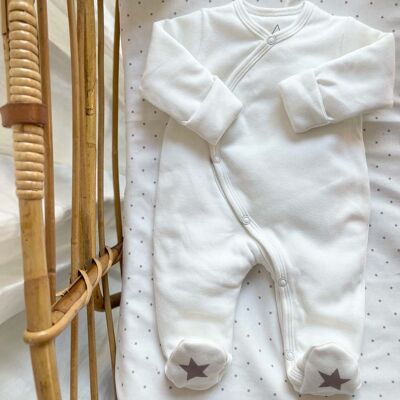 Thick organic cotton baby pajamas with gray stars