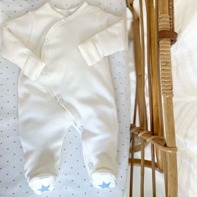 Dicker Baby-Pyjama aus Bio-Baumwolle mit blauen Sternen