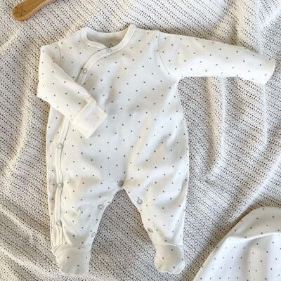 Organic cotton baby pajamas with gray stars