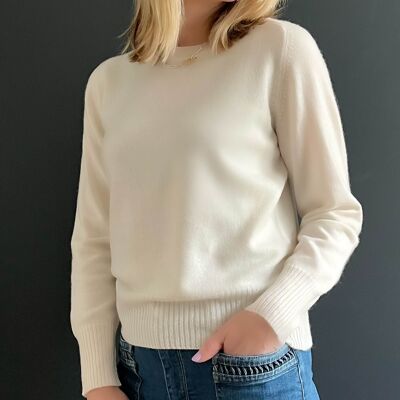 Jennie VK Cashmere Round Neck Jumper- Angel White