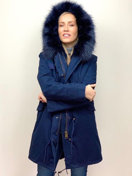 Navy Parka with Faux Fur Lining and Collar  Navy
