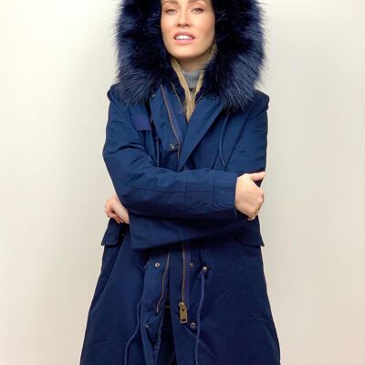 Navy Parka with Faux Fur Lining and Collar  Navy