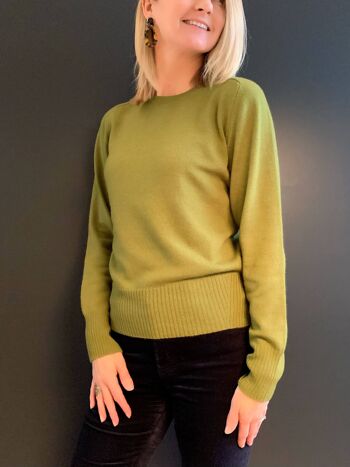 Pull Col Rond Cachemire Jennie VK - Olive 3