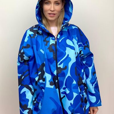 Raincoat in Blue Camouflage Print
