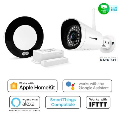 Ouvre portail Ultimate Pro périphériques Wi-Fi : contrôler et surveiller jusqu'à 3 portails à distance. Compatible avec Apple HomeKit (Siri), Google Assistant, Amazon Echo (Alexa) et iFTTT