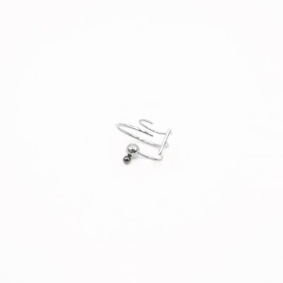 Earcuff Galatée - Plaqué palladium - Hématite - Droit