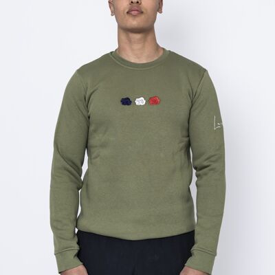 Crewneck - dreifach rosa Armeegrün