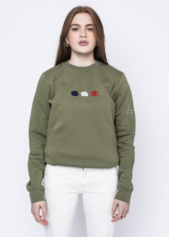 Crewneck - triple rose vert armée 1