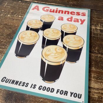 A Guinness A Day good for you Plaque en métal 16 x 24 pouces 1