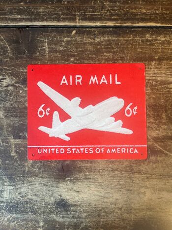 Air Mail Stamp - Panneau mural en métal 6x8inch 2