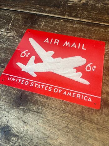 Air Mail Stamp - Panneau mural en métal 6x8inch 3