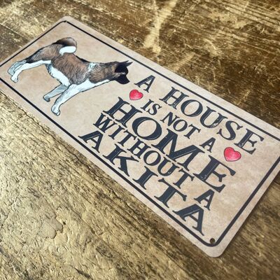 Akita Dog Metal Sign Plaque A House 6x3inch