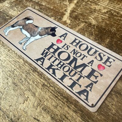 Akita Dog Metal Sign Plaque A House 12x6inch