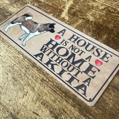 Akita Dog Metal Sign Plaque A House 16x8inch