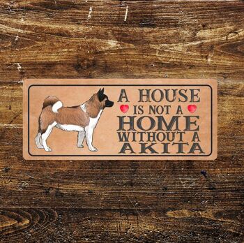 Akita Dog Metal Sign Plaque A House 24x12inch 2