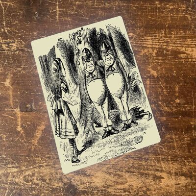 Alice nel paese delle meraviglie Tweedledee Illustrazione Cartello in metallo 16x24 pollici
