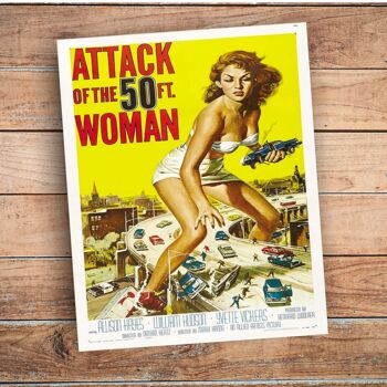 Attack of The 50ft Woman Movie - Panneau mural en métal 16 x 24 pouces 2