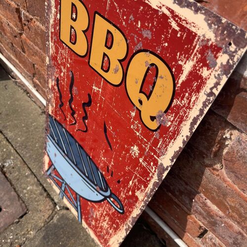 BBQ Barbeque Metal Wall Sign 6x3inch