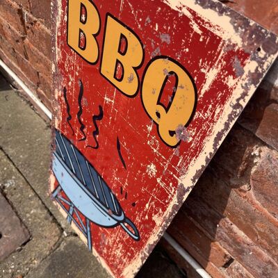 BBQ Barbeque Metal Wall Sign 12x6inch