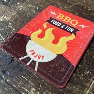 BBQ Food & Fun Enjoy - Metal Sign Plaque 24x32inch