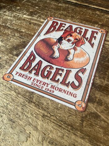 Beagle bagels Dog Plaque en métal de style vintage 15,2 x 20,3 cm 1