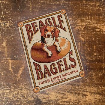 Beagle bagels Dog Plaque en métal de style vintage 15,2 x 20,3 cm 2