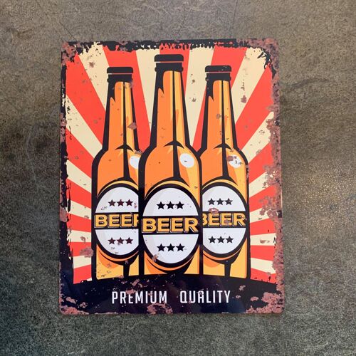 Beer Bottle - Metal Vintage Wall Sign 8x10inch