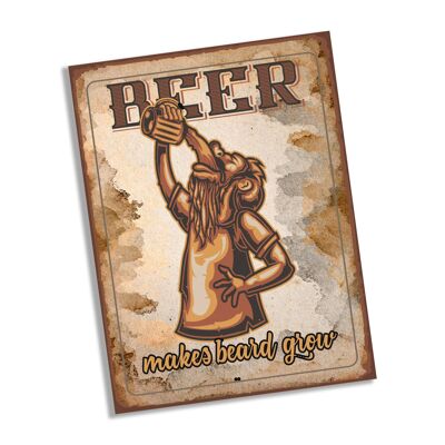 Beer Make Beard Grow Plaque en métal pour boisson 15,2 x 20,3 cm