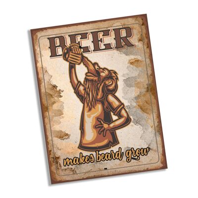 Beer Make Beard Grow Metallschild Drink Plaque 6x8inch