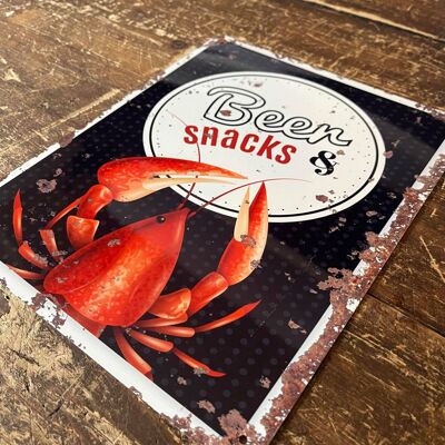 Beers Snacks Lobster - Letrero de pared vintage de metal 6x8inch
