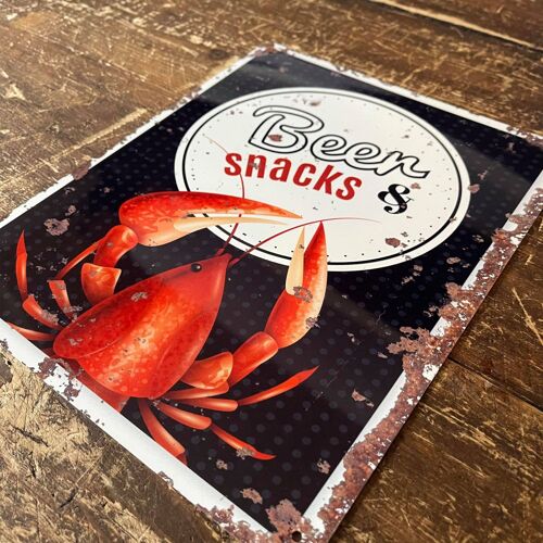 Beers Snacks Lobster - Metal Vintage Wall Sign 11x16inch