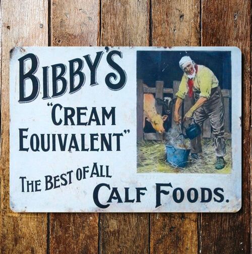 Bibby Calf Food Farm - Metal Wall Sign 6x8inch